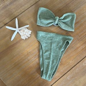 ASOS | green strapless bikini